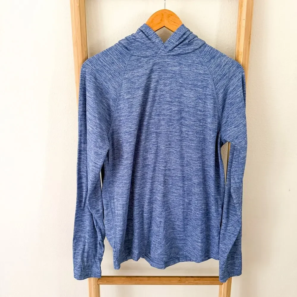 J.Crew Performance Hooded Shirt Men’s Small Blue Heather Raglan Lightweight